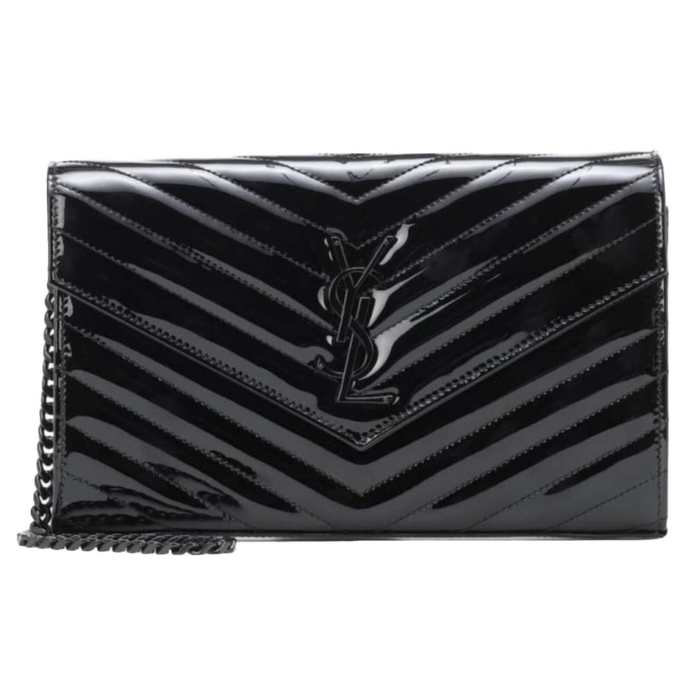 BRAND New Saint Laurent YSL Medium WOC Chain Wallet Patent Leather Purse Bag Box